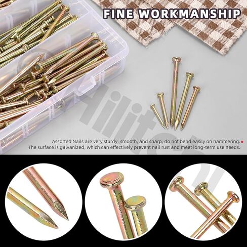 Hilitchi 301PCS 5 Sizes Brick Steel Nails Assortment Kit 0.78" 1.2" 1.58" 2" 2.36" Galvanized Concrete Wall Nail Cement Nails for Concrete Brick Drywall(White) in Kuwait