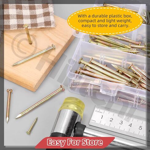 Hilitchi 301PCS 5 Sizes Brick Steel Nails Assortment Kit 0.78" 1.2" 1.58" 2" 2.36" Galvanized Concrete Wall Nail Cement Nails for Concrete Brick Drywall(White) in Kuwait