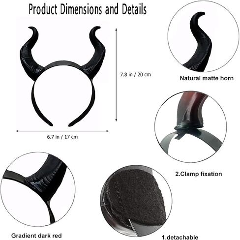 Devil Horns Headband Red Cosplay Horn Hair Hoop Gothic Beauty Halloween Dress Up Hair Accessories Hairdress for Halloween Christmas Party Dress Up in Kuwait