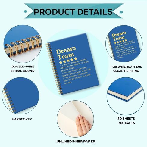 Dream Team Definition 160 Blank Pages Spiral Notebook, New Job Promotion Gift for Team Office Worker Colleague Work Bestie Friend, Employee Staff Appreciation Gift, Team Member Gift in Saudi Arabia