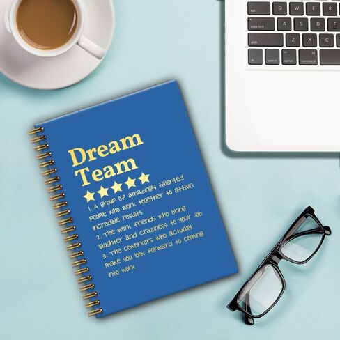 Dream Team Definition 160 Blank Pages Spiral Notebook, New Job Promotion Gift for Team Office Worker Colleague Work Bestie Friend, Employee Staff Appreciation Gift, Team Member Gift in Saudi Arabia