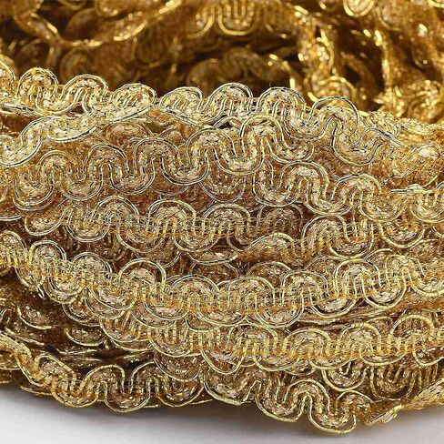 About 55 Yards Golden Gimp Braid Trim Gold Trim Polyester Woven Fabric Trim Lace Trim Upholstery Trim for Sewing Making Costume DIY Crafts Upholstery Curtain Slipcover Decoration Supply in Saudi Arabia