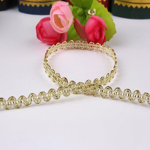 About 55 Yards Golden Gimp Braid Trim Gold Trim Polyester Woven Fabric Trim Lace Trim Upholstery Trim for Sewing Making Costume DIY Crafts Upholstery Curtain Slipcover Decoration Supply in Saudi Arabia