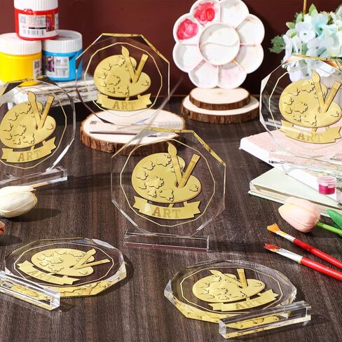 6 Pcs Music Trophy Award 4.72 x 4.72 Inches Acrylic Trophy Plaques Awards for Team Participation Gift Prizes in Saudi Arabia