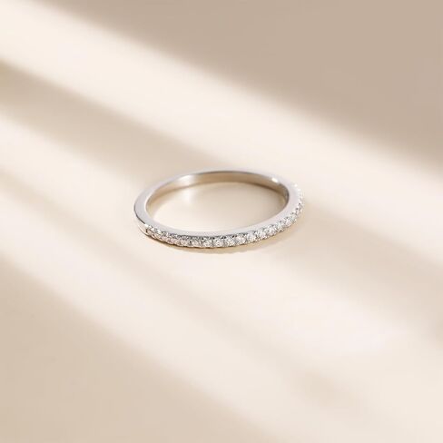 EAMTI 1.5mm Gold Plated Eternity Bands for Women 925 Sterling Silver Half Eternity Stackable CZ Engagement Ring for Women Size 3-10 in Kuwait