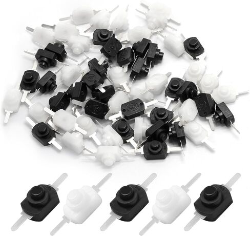 BokWin 60pcs Mini ON Off Switch Self-Lock Micro Push Button Switch 2-Pin Latching for DIY Electronics Projects SMD Flashlight Modification Project, Black in Saudi Arabia