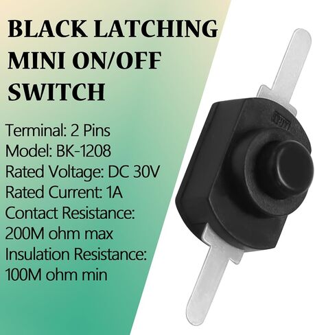 BokWin 60pcs Mini ON Off Switch Self-Lock Micro Push Button Switch 2-Pin Latching for DIY Electronics Projects SMD Flashlight Modification Project, Black in Saudi Arabia