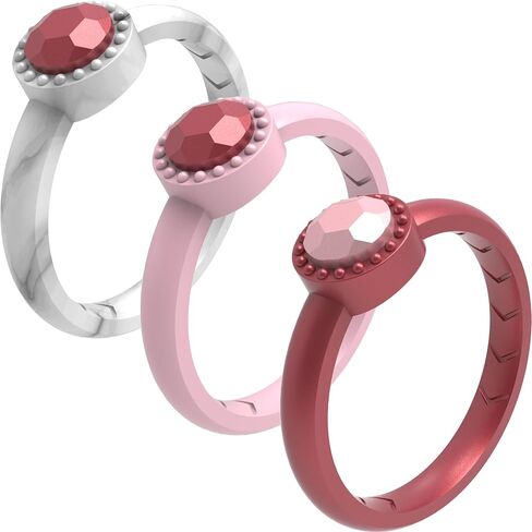 3/1 Packs Silicone Rings for Women - Silicone Ring Women - Womens Rubber Wedding Rings - Diamond Silicone Wedding Bands Women ，Size 05 in Saudi Arabia