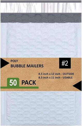 Poly Bubble Sailers ، مظاريف مبطنة مقاومة للماء وملهى للشحن ، 8.5 × 12 بوصة (10 عبوات ، أبيض) in Kuwait