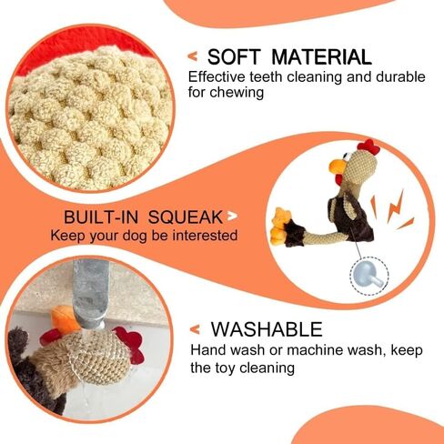 Rooster Plush Toys - Durable Squeaky Dog Toys, Anxiety Reducer for Small to Large Dogs in Kuwait