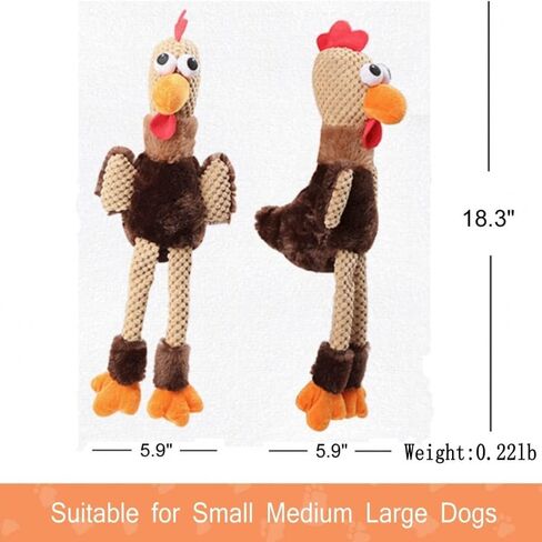 Rooster Plush Toys - Durable Squeaky Dog Toys, Anxiety Reducer for Small to Large Dogs in Kuwait