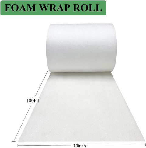 Foam Wrap Roll 10 Inch Wide x 50 FT Length Packing Foam Roll for Moving Supplies and Protection for Fragile, Cushioning Foam Packing Sheets for Wrapping Dish Packing Material in Kuwait