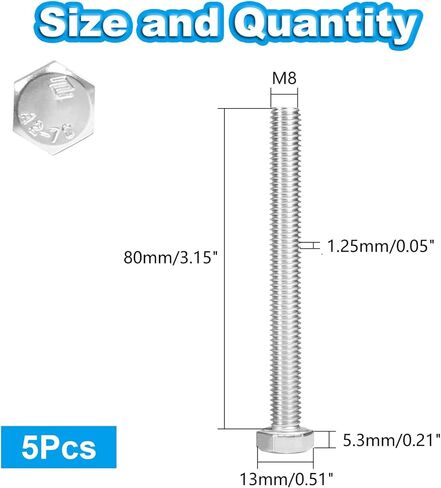 Yinpecly 25 Pcs M6 Hex Bolts M6-1.0 x 20mm Hex Head Screw Bolt 304 Stainless Steel M6-1.0mm Hexagon Bolts Hex Head Screws, Metric Machine Fully Thread, Bright Finish in Saudi Arabia