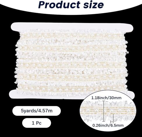 Pink Embroidery Lace Trim Braided Fabric with Peal Beads Vintage Polyester Floral Edge Embroidered Braid Bead Applique Ribbon for Sewing Making Crafts Clothes Costume Dresses Bouquet Supply in Saudi Arabia