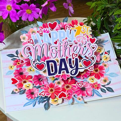 HEARTAGS- First Mothers Day Card Pop Up, 6x8 in Happy 1st Mother's Day Card For New Mom, First Mothers Day Gifts With Envelope in Saudi Arabia