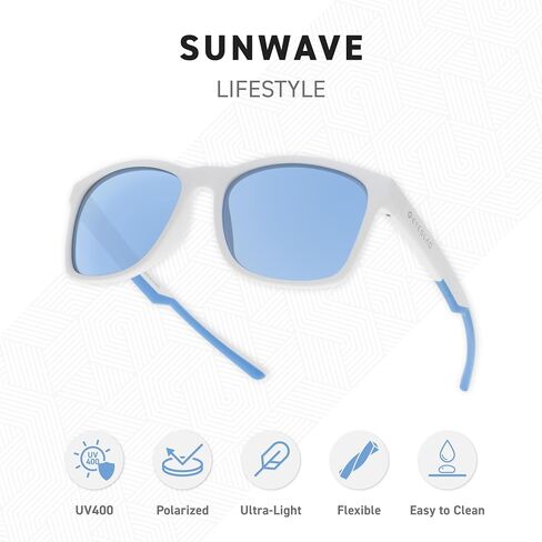 SUNWAVE Ultra-lightweight Design Lifestyle Sunglasses Outdoor Fishing Polarized UV400 Protection Men Women Running Sports (Peach White) in Kuwait