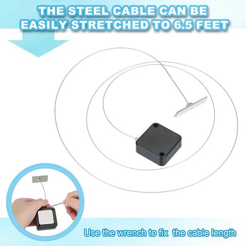 PATIKIL 5 ft Retractable Remote Control Tether, 2 Pack Security Cable Lanyard Lock with Double Sided Adhesive & Screw for TV Remote Control Gaming Controller, Black(Round Iron Cap) in Saudi Arabia