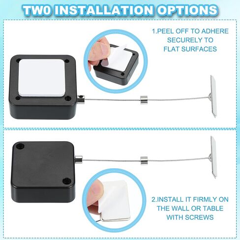 PATIKIL 5 ft Retractable Remote Control Tether, 2 Pack Security Cable Lanyard Lock with Double Sided Adhesive & Screw for TV Remote Control Gaming Controller, Black(Round Iron Cap) in Saudi Arabia