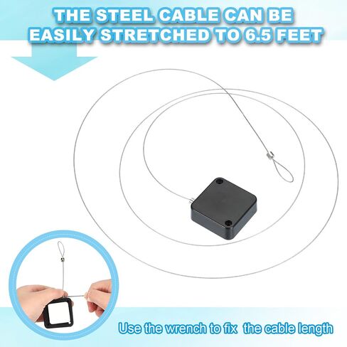 PATIKIL 5 ft Retractable Remote Control Tether, 2 Pack Security Cable Lanyard Lock with Double Sided Adhesive & Screw for TV Remote Control Gaming Controller, Black(Round Iron Cap) in Saudi Arabia