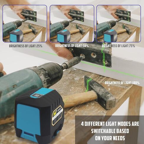 Laser Level 360 Self Leveling,4x360° 16 Lines 4D Green Cross Line Laser with 2 Batteries, Adjustable Brightness & Remote Control for Construction, Tiling, and Picture Hanging in Saudi Arabia