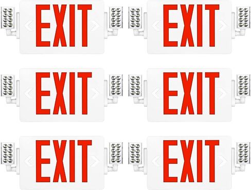 SPCETSUN 1 Pack Red Exit Sign with Emergency Lights,LED Emergency Exit Light with Battery Backup,UL Listed, AC 120/277V,Double Face Commercial Emergency Exit Light Combo for Business. in Kuwait