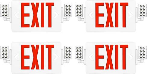 SPCETSUN 1 Pack Red Exit Sign with Emergency Lights,LED Emergency Exit Light with Battery Backup,UL Listed, AC 120/277V,Double Face Commercial Emergency Exit Light Combo for Business. in Kuwait