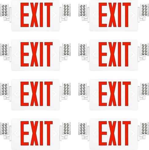 SPCETSUN 1 Pack Red Exit Sign with Emergency Lights,LED Emergency Exit Light with Battery Backup,UL Listed, AC 120/277V,Double Face Commercial Emergency Exit Light Combo for Business. in Kuwait