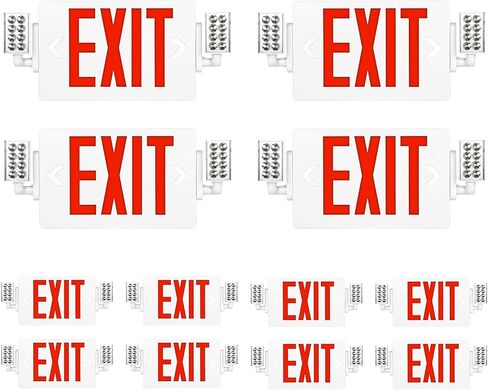 SPCETSUN 1 Pack Red Exit Sign with Emergency Lights,LED Emergency Exit Light with Battery Backup,UL Listed, AC 120/277V,Double Face Commercial Emergency Exit Light Combo for Business. in Kuwait