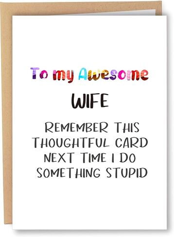 Funny Birthday Card for Wife, Hilarious Mothers Day Cards for Wife from Husband, Humorous Wedding Anniversary Cards From Husband, Humor Birthday Card Gifts for Her in Saudi Arabia