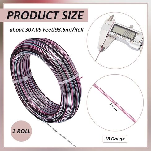 BENECREAT 18 Gauge 307.09 Feet Multicolor Jewelry Craft Wire, Gradient Color Aluminum Wire Bendable Metal Wire with Storage Box for Jewelry Beading Craft Project - Purple Cyan Black in Saudi Arabia
