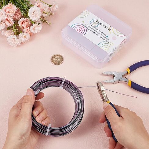 BENECREAT 18 Gauge 307.09 Feet Multicolor Jewelry Craft Wire, Gradient Color Aluminum Wire Bendable Metal Wire with Storage Box for Jewelry Beading Craft Project - Purple Cyan Black in Saudi Arabia