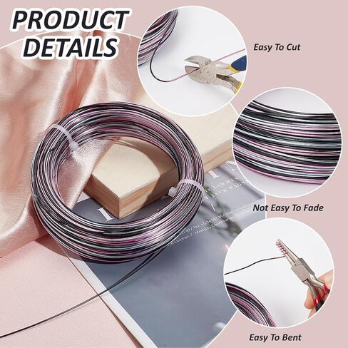 BENECREAT 18 Gauge 307.09 Feet Multicolor Jewelry Craft Wire, Gradient Color Aluminum Wire Bendable Metal Wire with Storage Box for Jewelry Beading Craft Project - Purple Cyan Black in Saudi Arabia