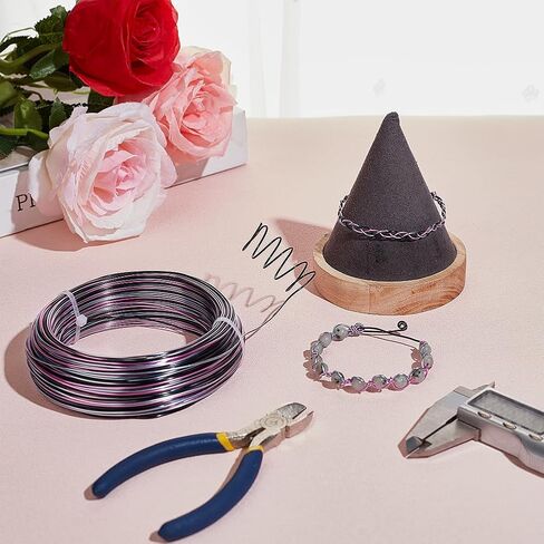 BENECREAT 18 Gauge 307.09 Feet Multicolor Jewelry Craft Wire, Gradient Color Aluminum Wire Bendable Metal Wire with Storage Box for Jewelry Beading Craft Project - Purple Cyan Black in Saudi Arabia