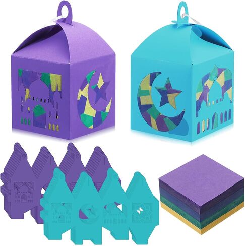 VIHOSE 16 Sets Religious Jesus Fish Craft Box Faith Fish Lanterns Craft Kit DIY Religious Tissue Paper Kit Christian Cross Hanging Ornament Suncatcher for Home Church Bible Sunday School Activity in Saudi Arabia