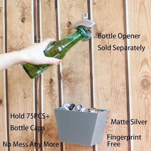 Black Wall Mounted Bottle Cap Catcher Stainless Steel Beer Cap Bucket 5" in Saudi Arabia
