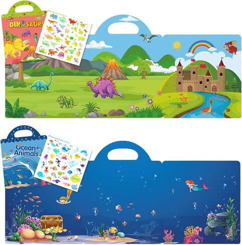Toddler Reusable Sticker Books for Toddlers, Reusable Stickers for Toddlers, Reusable Sticker Books for Toddlers Toddler Sticker Books 3 Pack (Farm Vehicle Animal) in Saudi Arabia