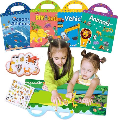 Toddler Reusable Sticker Books for Toddlers, Reusable Stickers for Toddlers, Reusable Sticker Books for Toddlers Toddler Sticker Books 3 Pack (Farm Vehicle Animal) in Saudi Arabia