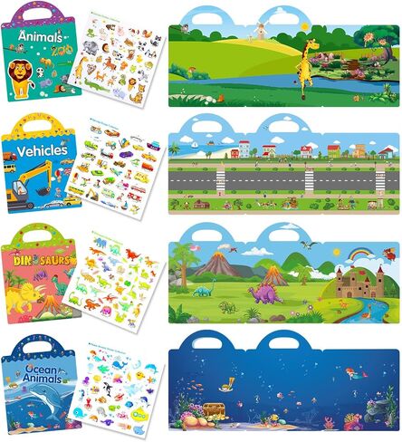 Toddler Reusable Sticker Books for Toddlers, Reusable Stickers for Toddlers, Reusable Sticker Books for Toddlers Toddler Sticker Books 3 Pack (Farm Vehicle Animal) in Saudi Arabia