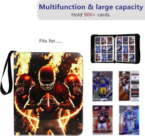 Football Card Binder, 2024 Sports Trading Card with Sleeves Holder Album, 900 Pockets Rugby Card Holder Sheets Display Storage Protectors for Collectors Boys and Girls Gift in Saudi Arabia