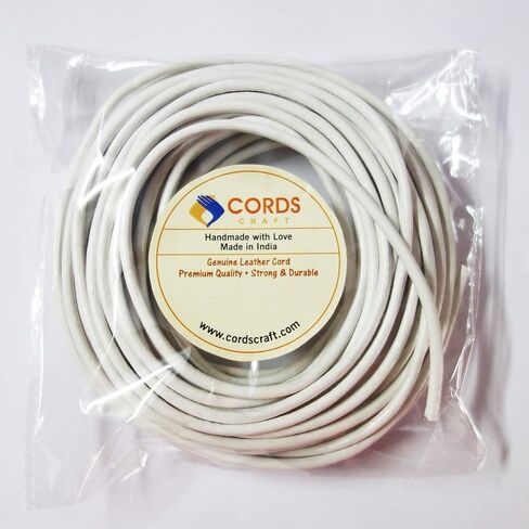 Cords Craft® 2.0mm Round Leather String Cord for Jewelry Making, Bracelet, Necklaces, Hair Accessories, Dog Collar Beading Work Hobby and DIY Craft (White), Coil of 10 Meters in Saudi Arabia