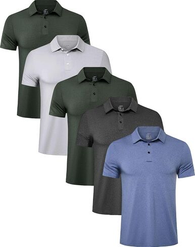 TELALEO 5 Pack Mens Polo Shirts Quick Dry Short Sleeve Golf T Shirt Performance Moisture Wicking Casual Workout SetE 3XL/02 in Saudi Arabia