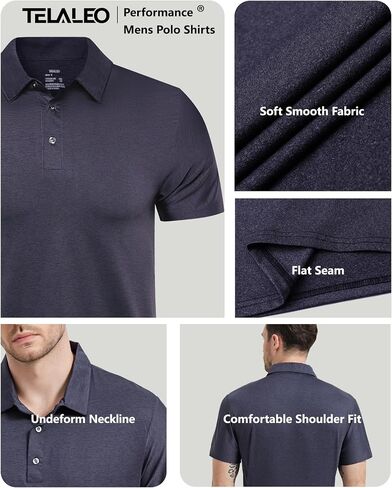 TELALEO 5 Pack Mens Polo Shirts Quick Dry Short Sleeve Golf T Shirt Performance Moisture Wicking Casual Workout SetE 3XL/02 in Kuwait