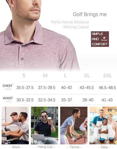 TELALEO 5 Pack Mens Polo Shirts Quick Dry Short Sleeve Golf T Shirt Performance Moisture Wicking Casual Workout SetE 3XL/02 in Kuwait