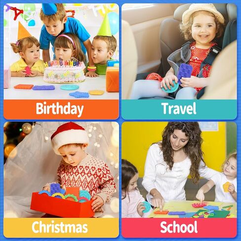Squishy Sensory Toys for Kids, 10 Pcs Soft & Textured Sensory Fidget Toy with Storage Bag for Autistic Children, Sensory Stretchy Toys, Calm Down Toy for Toddler Girls Boys in Saudi Arabia