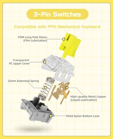 MAGIC-REFINER x Jelly Blue Switches for Mechanical Keyboard DIY, 50gf Tactile Keyswitch 3 Pins, Factory Pre Lubed with POM Stem Compatible for MX Mechanical Keyboard Switch Set (100PCS) in Kuwait