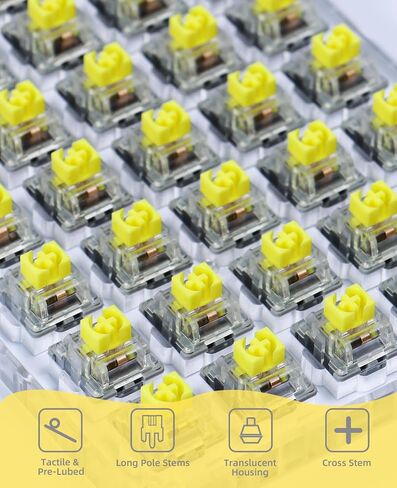 MAGIC-REFINER x Jelly Blue Switches for Mechanical Keyboard DIY, 50gf Tactile Keyswitch 3 Pins, Factory Pre Lubed with POM Stem Compatible for MX Mechanical Keyboard Switch Set (100PCS) in Kuwait