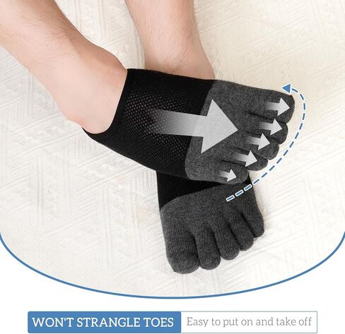 ZAKASA Mens Toe Socks No Show Athletic Running Five Finger Socks Invisible Low Cut Loafer Socks in Kuwait