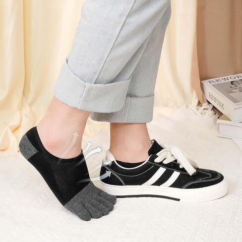 ZAKASA Mens Toe Socks No Show Athletic Running Five Finger Socks Invisible Low Cut Loafer Socks in Kuwait
