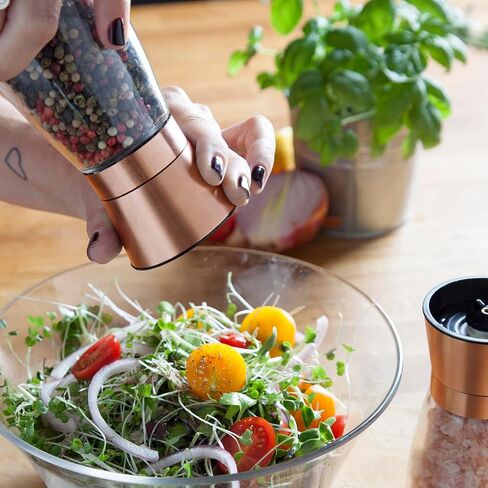 Professional Salt and Pepper Grinder Set – Premium Stainless Steel Salt and Pepper Shakers with Ceramic Spice Grinder Mill for Adjustable Coarseness - Added Bonus a Bamboo spoon and a Cleaning Brush. in Saudi Arabia