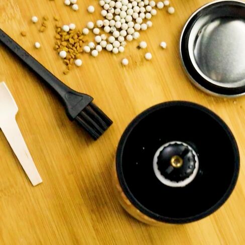 Professional Salt and Pepper Grinder Set – Premium Stainless Steel Salt and Pepper Shakers with Ceramic Spice Grinder Mill for Adjustable Coarseness - Added Bonus a Bamboo spoon and a Cleaning Brush. in Saudi Arabia